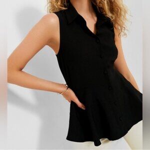 Pomander Place NEW Black Sleeveless Ashlen Peplum Blouse Top Size L